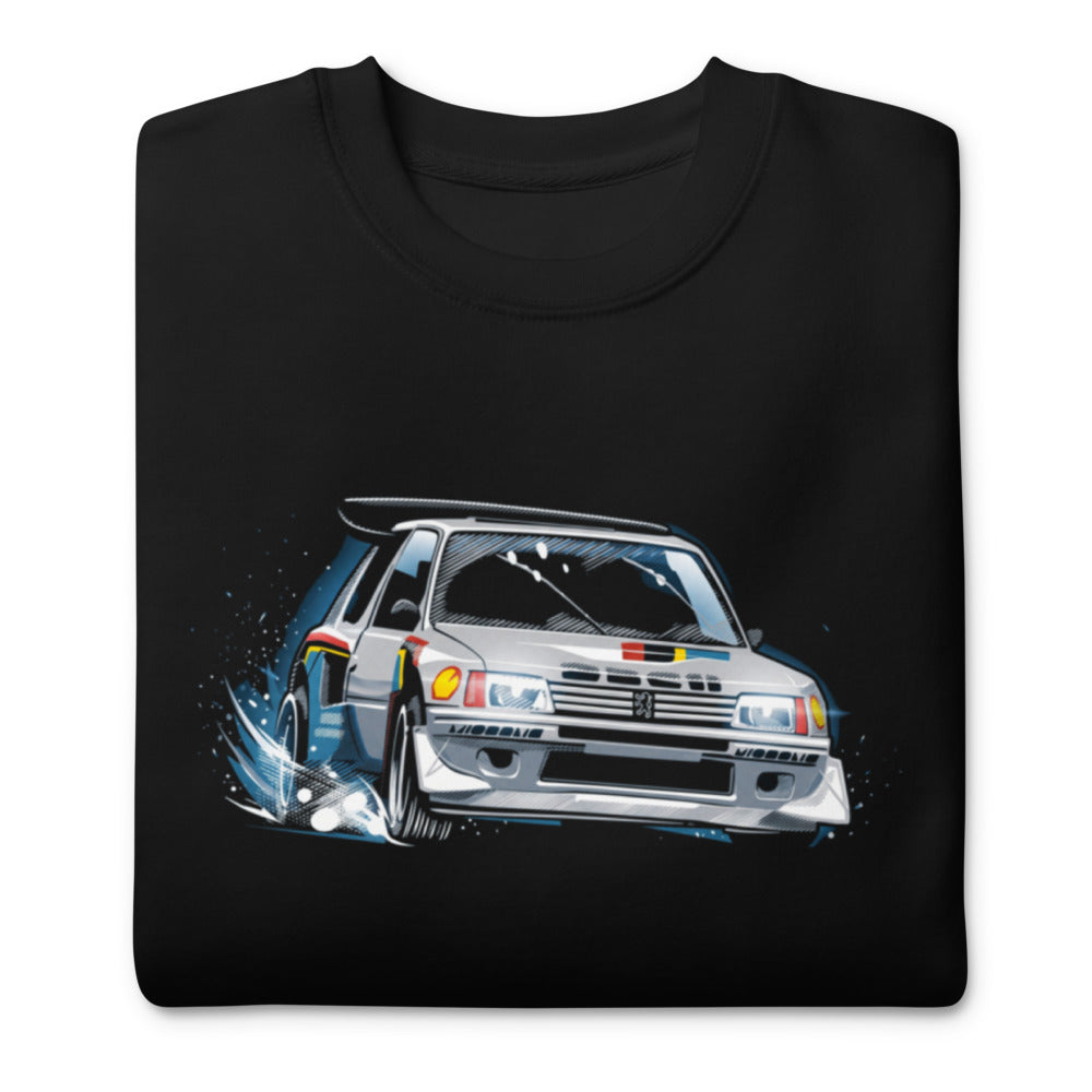 Suéter Peugeot 205 Turbo 16 Rally Snow Drift - Doblado